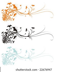 Classic floral ornament in three versions of color. Very easy to change colors.