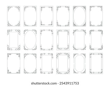 Marcos clásicos de remolino floral. Ilustración vectorial aislada de bordes negros de filigrana