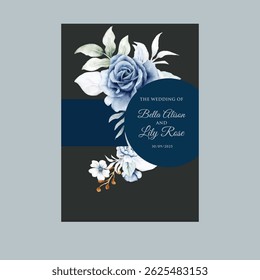 Classic floral wedding card with peonies, leaves, and romantic typeface
