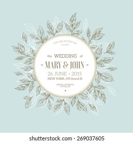 Classic Floral Wedding Invitation. Vector illustration