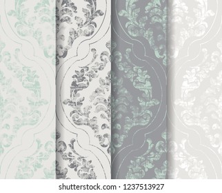 Classic flourish ornamented background Vector set collection. Victorian Royal texture. Flower decorative design. Light color decors