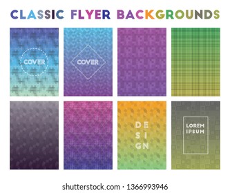 Classic Flyer Backgrounds. Alluring geometric patterns, fancy vector illustration.