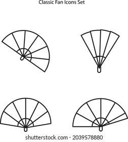 Classic folding fan line and solid icon, theater concept, hand fan vector sign on white background, outline style icon for mobile concept and web design.