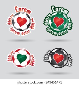 classic football (ball) logo with heart in the middle