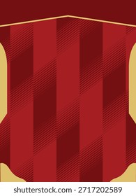 Patrón clásico de jersey de fútbol con rayas de Vertical rojas con sutiles líneas diagonales y detalles dorados. Perfecto para equipaciones de fútbol, uniformes de baloncesto y ropa deportiva de equipo.