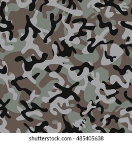 Classic Forest Leaf Camouflage seamless patterns. Vector Illustration.