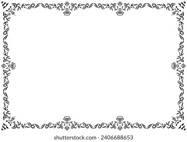 Classic frame and border element. Ornate vintage ornament vector isolated on white background. Decorative line for frame, page, template, poster, new year greeting card, invitation.