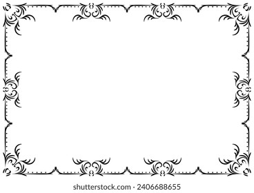 Classic frame and border element. Ornate vintage ornament vector isolated on white background. Decorative line for frame, page, template, poster, new year greeting card, invitation.