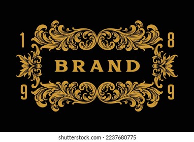 Classic frame flourish label illustration vector illustrations for your work logo, merchandise t-shirt, stickers and label designs, poster, greeting cards advertising business company or brands