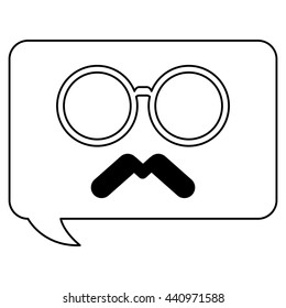classic frame glasses with mustache chat bubble