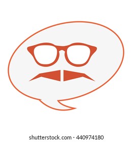 classic frame glasses with mustache and conversation bubble
