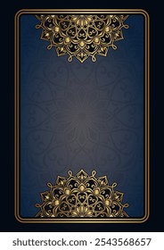 Classic frame of a golden mandala on a black background