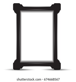 Classic frame for pictures and photos of portrait format, black, without ornament. Vector design