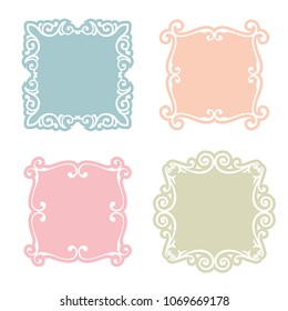 Classic frame set with arabesques, classic and floral elements. Abstract ornament with place for text. Vintage pattern