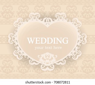 Classic frame. Vintage background. Elegant design element template with place for your text. Lace decoration for birthday greeting card, wedding invitation.