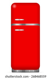 Classic fridge on a white background. Vector illustration.