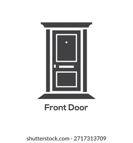 Classic Front Door Icon, Elegant Home Entrance Symbol for Architecture, Real Estate Branding, Security Access and Interior Design Concepts

