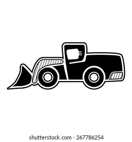 Classic front loader symbol. Isolated black icon