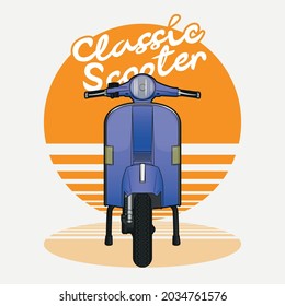 Classic Front Scooter Vector Illustration