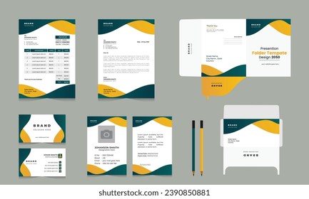 Klassisches Vollpapierdesign. Bearbeitbare Vektorgrafik: Visitenkarte, Rechnung, Personalausweis, Umschlag, Briefkopf, Stift usw.