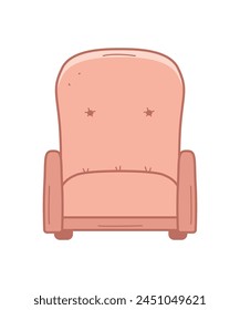 Classic furniture armchair with a pillow icon. Vector doodle illustration of an interior item. Isolate on white.