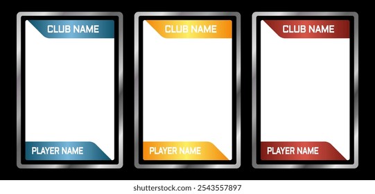 classic game card frame template with blue, gold and ruby colors, for card game template