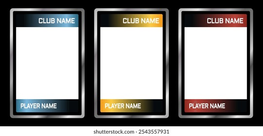 classic game card frame template with blue, gold and ruby colors, for card game template