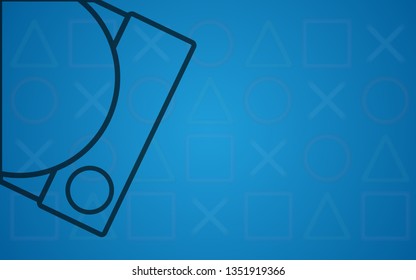 Classic Game Console with game controller set.Flat Design on blue background. Game wallpaper concept.Copy Space for insert content.