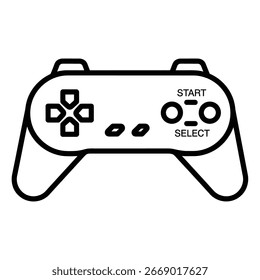 A classic game controller icon, perfect for representing video games, entertainment, and digital technology. Ideal for websites, apps, and graphic design projects.