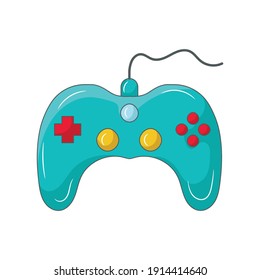 Classic game controller joystick colored vector illustration. isolated with hand drawn style 