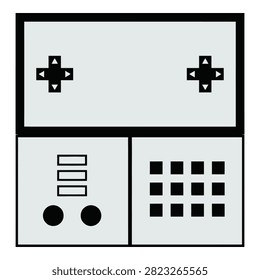 Classic gaming controller layout with directional pads and buttons, nostalgic tech