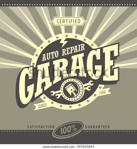 Classic Garage Retro Banner Design Concept Stock Vector Royalty Free