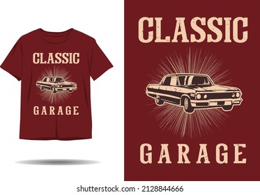 Classic garage vintage car silhouette t shirt design