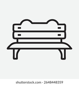 Ícone clássico do banco do jardim em estilo de arte de linha minimalista elegante