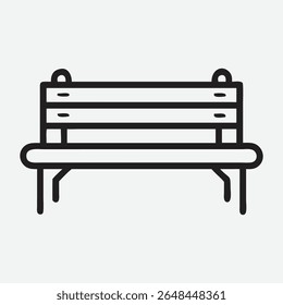Ícone clássico do banco do jardim em estilo de arte de linha minimalista elegante