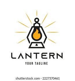 Classic Gas Flame Lantern Restaurant Vintage Logo design,street lamp,lantern pole,bright ray,symbol