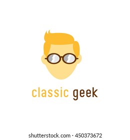 Classic Geek Logo Design Template. Vector Illustration