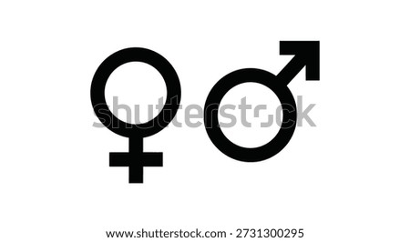 Classic gender symbols are shown as bold, black silhouettes, creating a distinct and recognizable graphic.