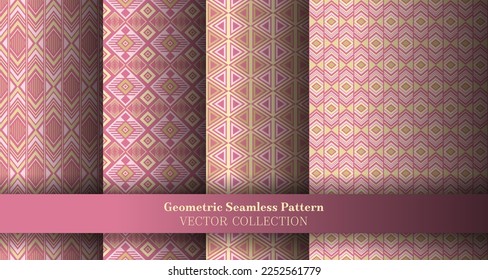 Classic geometric chevron seamless ornament set. Turkish tracery ethnic patterns. Chevron ikat geometric vector endless texture bundle. Cover background templates.