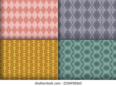 Colección de patrones sin fisuras de chevron geométrico clásico. Motismo indio de patrones étnicos. Paquete de motivos interminables del vector geométrico Chevron lozenge. Impresiones de fondo monocromo.