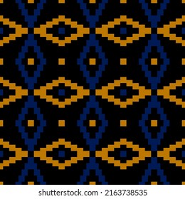 classic geometric ornament. black blue and gold repetitive background. vector seamless pattern. fabric swatch. wrapping paper. abstract continuous print. design template for home decor, textile