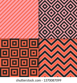 Classic geometric patterns vector set. Textile fabric prints, geometric background patterns with diagonal stripes, squares, zigzag chevron and rhombus shapes. Classic patterns design collection.