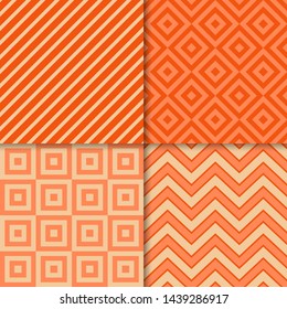 Classic geometric patterns vector set. Textile fabric prints, geometric background patterns with diagonal stripes, squares, zigzag chevron and rhombus shapes. Classic patterns design collection.