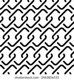 Classic geometric seamless pattern with black intertwined rhombus or chain on white background. Abstract minimalist vector design in simple style for fabric, wallpaper or interior textile print.