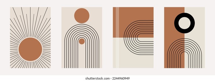 Classic Geometric Shapes and Neutral Colors. Mid Century Wall Art Decor