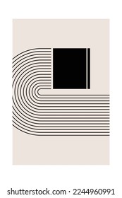 Classic Geometric Shapes and Neutral Colors. Mid Century Wall Art Decor