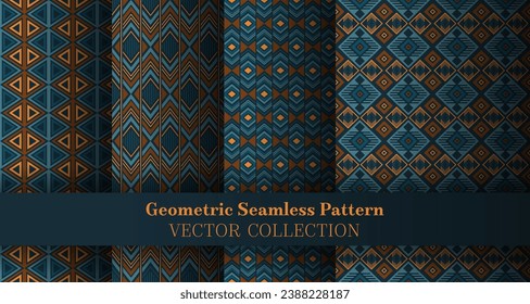 Classic geometrical chevron seamless pattern set. Scottish tracery ethnic patterns. Chevron ikat geometric vector repeating background package. Cover background prints.