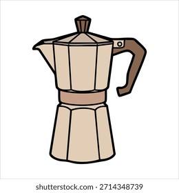 classic geyser coffee maker vector art isolated on white background