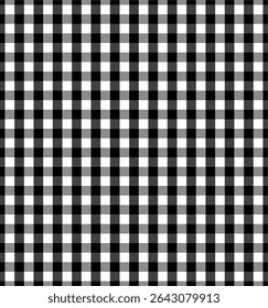 Classic gingham vichy check textile background for fabric, wrapping, digital paper, crafts, or rustic vintage design.Black and white buffalo plaid seamless pattern.