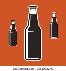 Classic Glass Beer Bottle Line Art Vector
